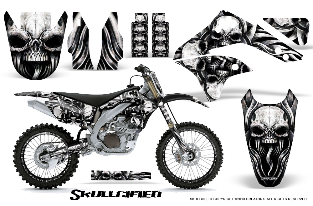 Kawasaki KX450F 06 08 Graphics Kit Skullcified Silver NP Rims